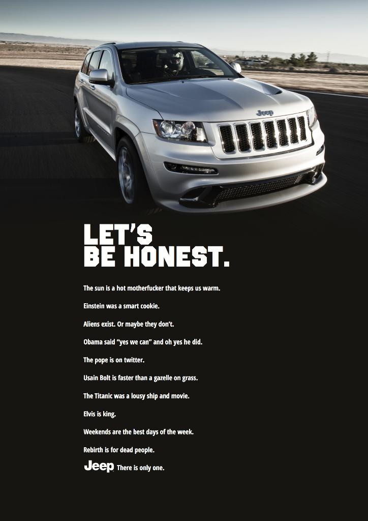 Ein Auto mit unten stehenden Textzitaten.