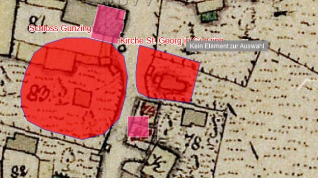 Eine Stadtkarte mit einem roten Hakenkreuz in der Mitte, umgeben von Text und Zahlen.