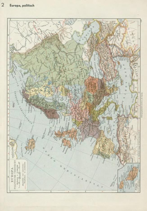 Eine Karte von Europa aus dem 19. Jahrhundert, die politische Grenzen zeigt und auf altem Papier gedruckt ist.