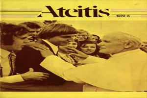 Buchumschlag mit Papst Johannes Paul II mit Text "Aktivität 1979-6" umgeben von einer Gruppe von Menschen.