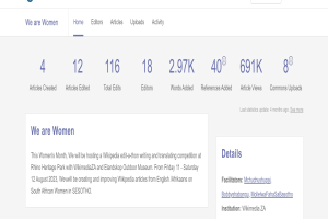 Google-Suchergebnisseite für die Abfrage "we are women" mit Text, Zahlen und einer Suchleiste.